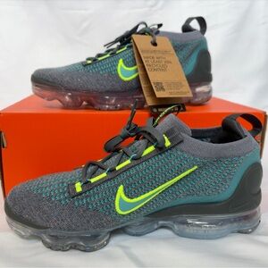 New Nike Air VaporMax 2021 Flyknit Grey/Teal Shoes Men’s 7/Women’s 8.5